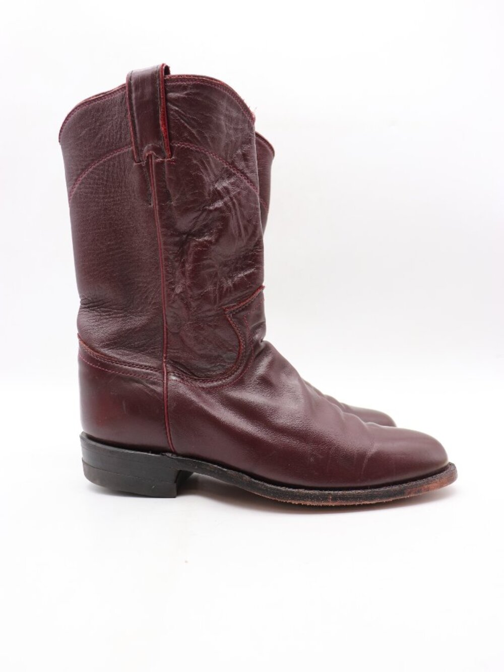 Justin 3068 Burgundy Leather Women's Size 6 B Western Roper Cowboy Boots USA